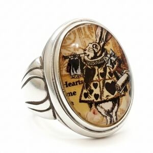 TARTX 925 Sterling Silver Alice In Wonderland Rabbit Ring Size 6.5